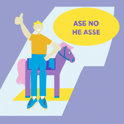 Picture of Male on automatic stairs. I showed him a card with a horse and he smiled at me and gave me a thumbs up